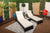 Savona - Luxury Loungers #BLK - Pair of Black Rattan Sun Loungers with Cream Cushions and Side Table