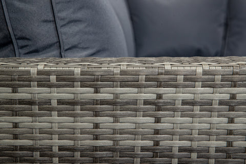 Mykonos - Luxury Grey & Anthracite Compact Corner Sofa Set with Glass Topped Coffee Table & Cushions Included