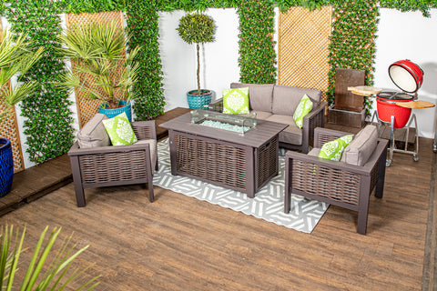 Rome - Luxury Garden Furniture - Sofa Set with Two Chairs and Firepit table